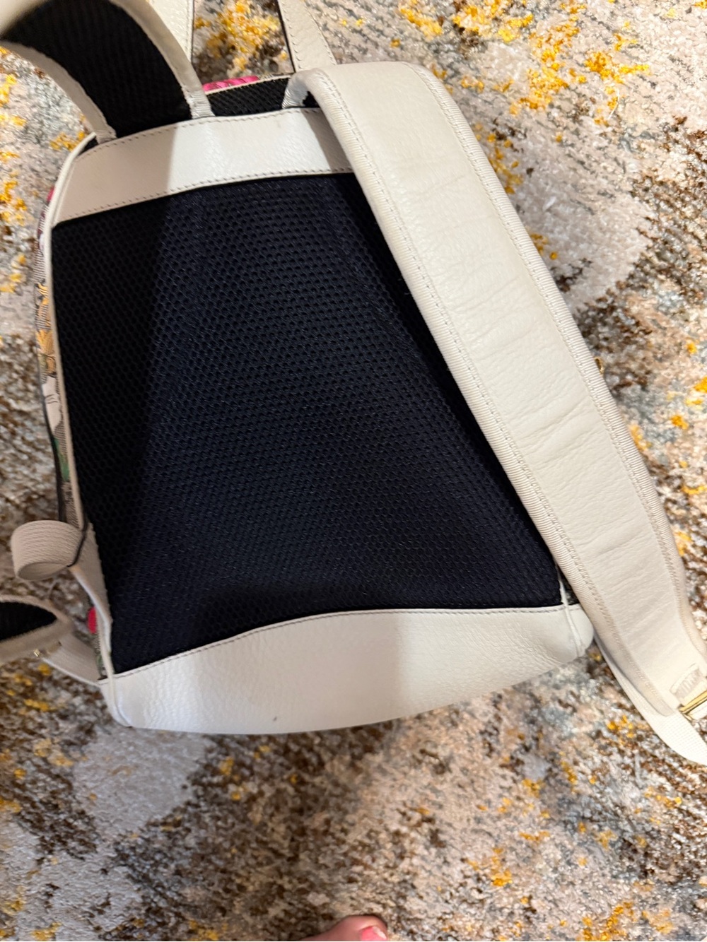 Gucci Beige Floral GG Supreme Mini Backpack with Red and Green Web - Picture 6 of 9